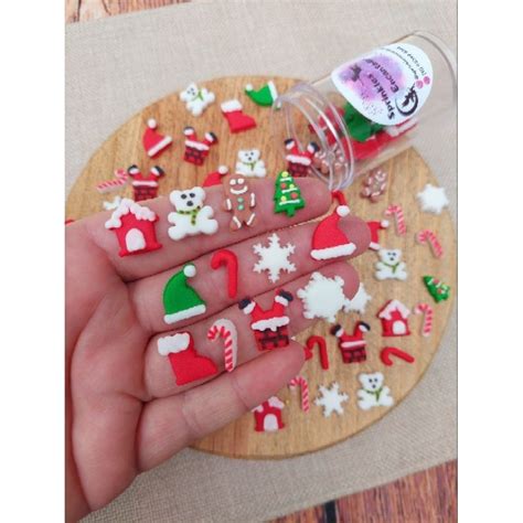 Mix Natal Sprinkles Confeitos de Açúcar Apliques Comestíveis Shopee