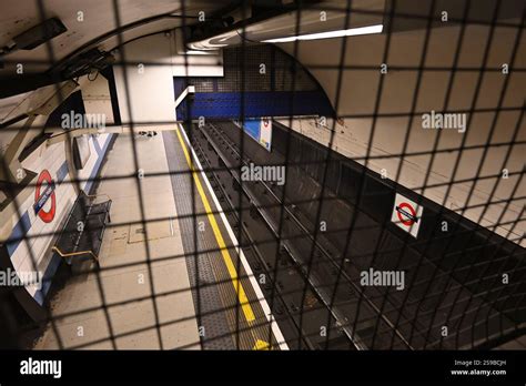 Green Park Tube Station Platform Viewed From The Disused Tunnels Of