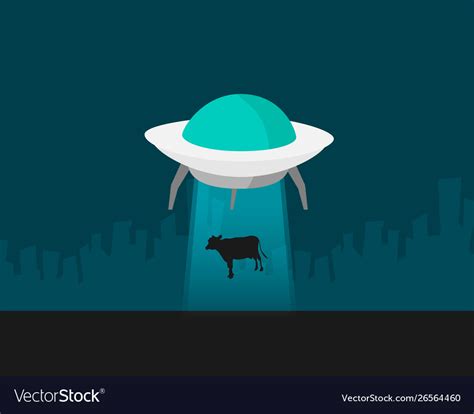 Cartoon Ufo Cow Abduction Royalty Free Vector Image