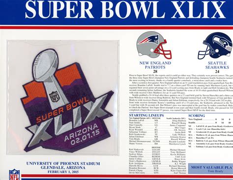 Super Bowl Xlix Patch Stat Card Official Willabee And Ward Denver Autographs