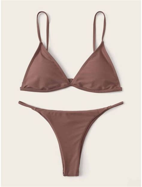 Buy Shein Triangle Top With Thong Bikini Set Online Topofstyle