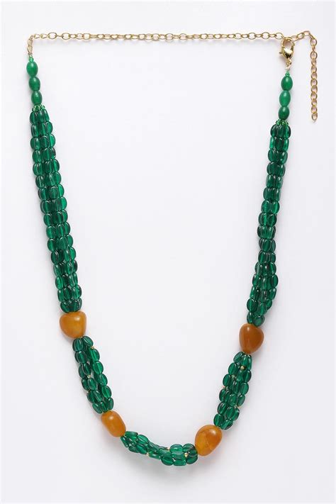 Buy Gold Plated Natural Stones Embellished Layered Necklace By Dugran