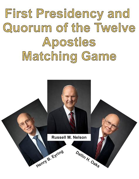 Updated Lds First Presidency And Quorum Of The 12 Matching Game Fun