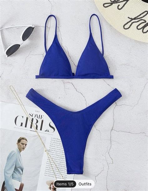 Shein Blue Triangle Bikini On Carousell