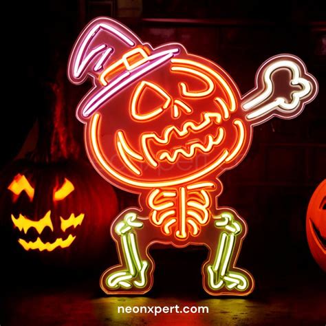 Spooky Ghost Jack O Lantern Led Neon Sign Halloween Decor Neonxpert