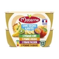 Compotes de pommes sans sucres ajoutés MATERNE les 12 pots de 100g à