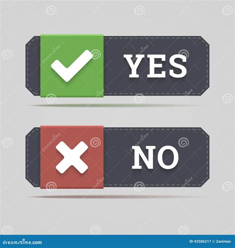 Yes And No Button With Check And Cross Icons In Flat Style Stock