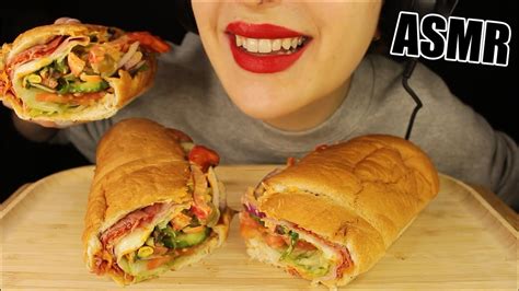 Asmr Subway Italian Sub Sandwich Fast Food Mukbang Eating Sounds No