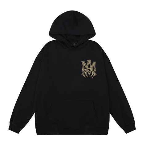 Amiri Gold Logo Hoodie Malablack