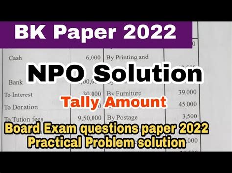 Th Bk Paper Npo Solution With Tally Amount Hsc Board