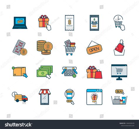 Gift Box Shopping Online Icon Set Stock Vector Royalty Free