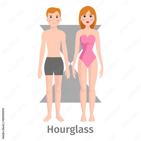 Vector Illustration Hourglass Body Shape Types Characters Standing Beauty Figure Cartoon Model