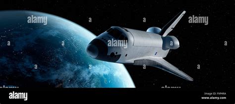 Space Shuttle In Space Computer Illustration Stock Photo Alamy