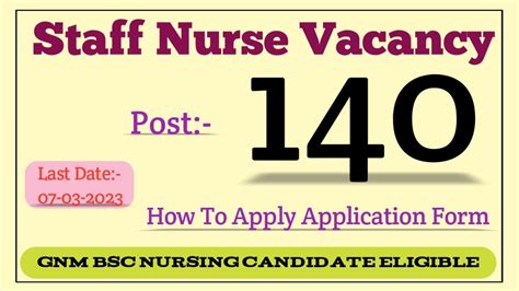 Staff Nurse Vacancy 2023 Post 140 GNM Bsc Eligible Apply Now