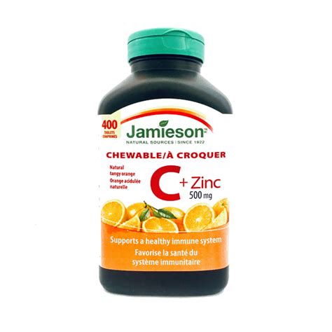 Jamieson Chewable Vitamin C 500mg + Zinc 400 Tablets - Beta Shop