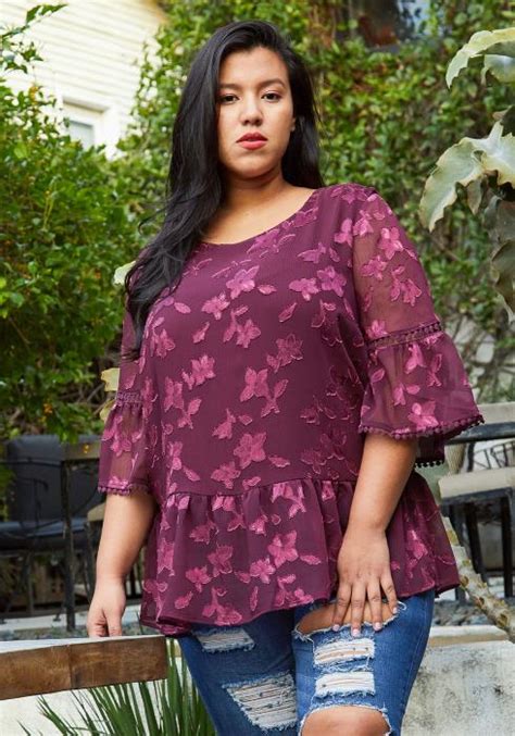 Pleione Plus Size Grid Pattern Top Robink Com