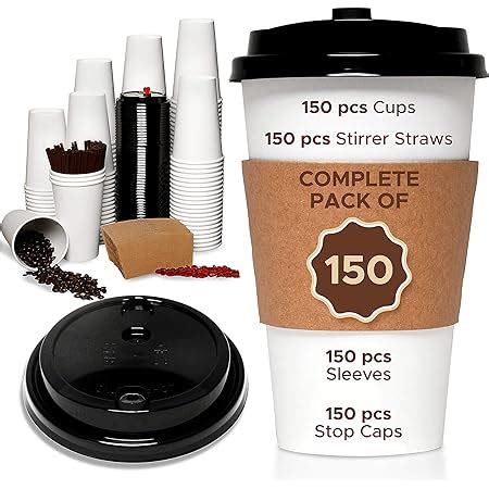 Rillbus Set Disposable Coffee Cups With Lids Oz Bpa Free Hot