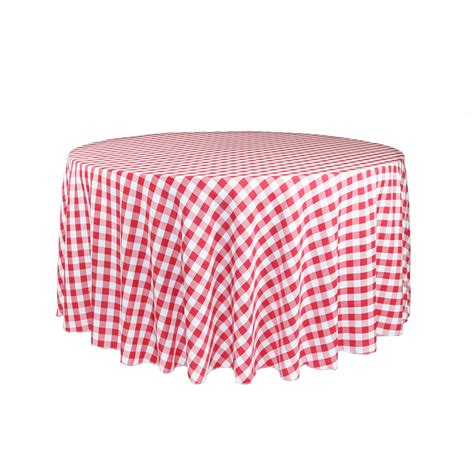 108 Inch Round Polyester Tablecloth Gingham Checkered Red Walmart