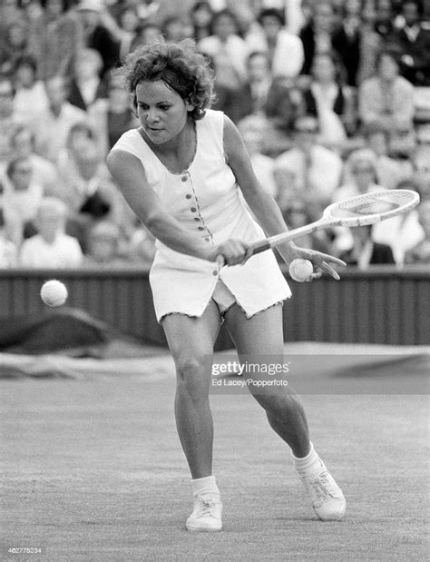 Evonne Goolagong of Australia in action at Wimbledon, circa July ...