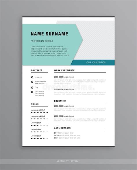 Dise O De Plantilla De Curr Culum Vectorial Cv Simple Dise O De