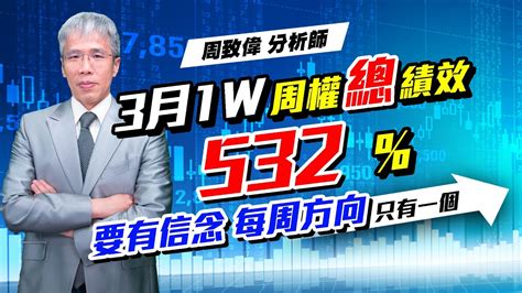 理周tv 20230302盤後 周致偉 致富達人／3月1w周權總績效532要有信念每周方向只有一個 Youtube