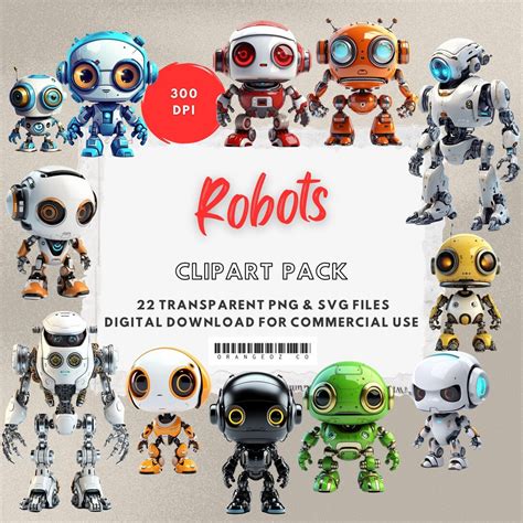 Robot Clipart Bundle Png And Svg Files With Transparent Backgrounds