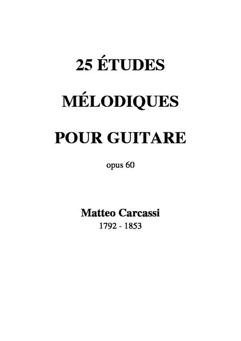 Carcassi Matteo Op 60 Etudes Classical Guitar Library Classical Guitar Sheet Music