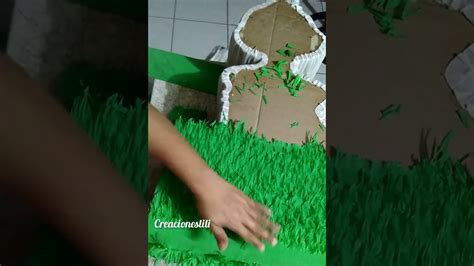 técnica para hacer pasto en las piñatas YouTube