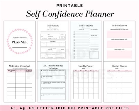 Self Esteem Journal Self Care Planner Confidence Workbook Etsy