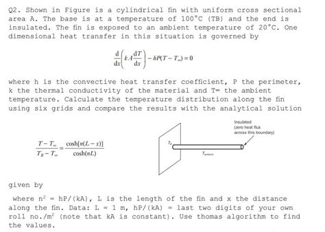 Solved Q Shown In Figure Is A Cylindrical Fin With Uniform Chegg