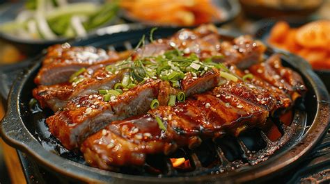 Grilled Pork Marinated Kochujang Sauce In Korean Style With Vegetable