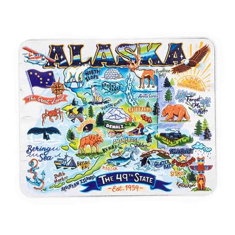 Tongass Trading Company Alaska Souvenirs Embossed Magnet Alaska Map