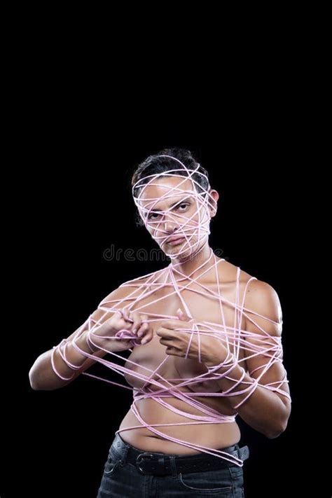 Beautiful Nude Woman Tangled In Pink String Stock Photo Image Of Conceptual Adult