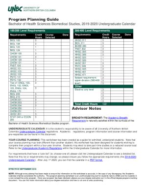 Fillable Online Program Biomedical Health Sciences Formerly Health