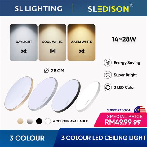 Modern 28cm Led Ceiling Light 𝟯 𝗰𝗼𝗹𝗼𝗿 Ultra Thin Round Surface Mounted