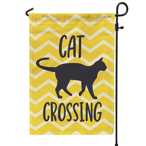 Cat Garden Flag Cat Crossing Sign Outdoor Cat Flag Garden Flag Cat