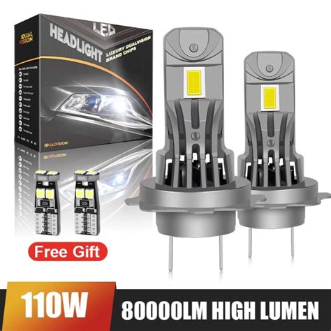 หลอดไฟ Led Canbus H7ชดไฟฉายตดศรษะไรสายขนาดเลก110W 60000lm 6000K