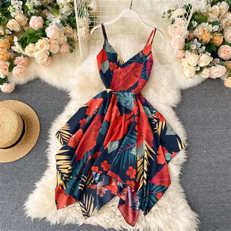 Vestido Midi Bohemio Con Estampado Floral Para Mujer Traje Sexy Con