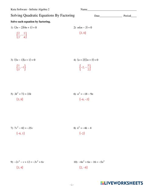 Systems Of Equations With Quadratics Worksheet