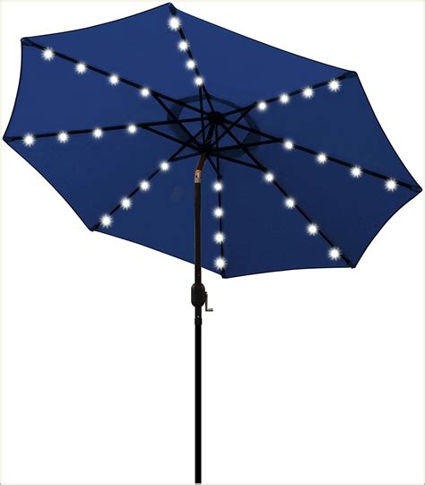 Blue Patio Umbrella With Solar Lights Patios Home Design Ideas