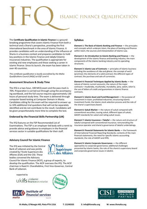 (PDF) Syllabus - ifs Malta · contracts—mudaraba, musharaka, murabaha ...