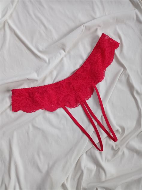 Open Panties Red Crotchless Panties Hot Panties Crotchless Lingerie Lace Panties Women Fetish