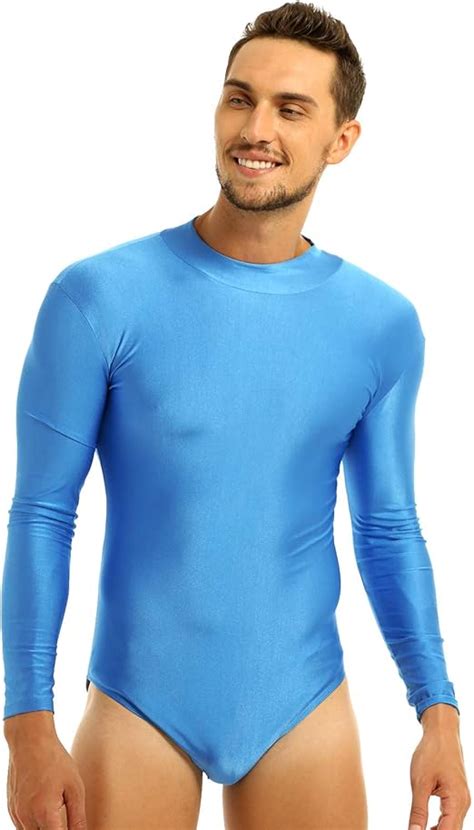 IEFiEL Men S Spandex Mock Neck Bodysuit Unitard Costume Dancewear Light