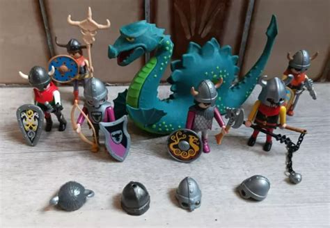 Playmobil Lot Vrac Guerriers Viking Avec Armes Bouclier Casque