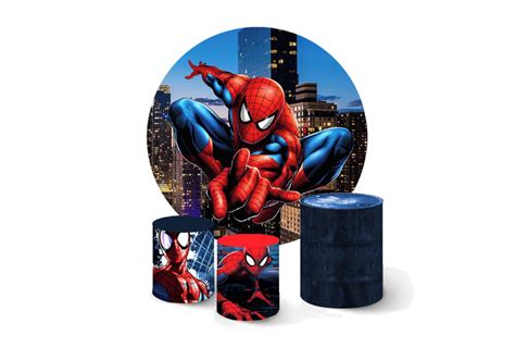 Painel De Festa Redondo Capas Cilindros Homem Aranha Elo Sexiz Pix