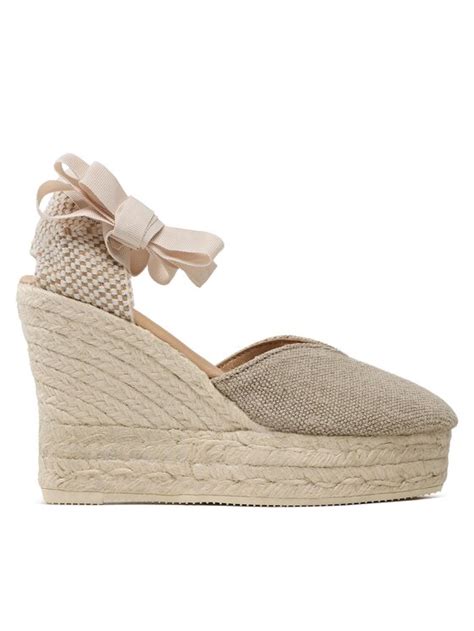 Manebi Espadrillas Heart Shaped Wedge Espadrilles O Wh Beige