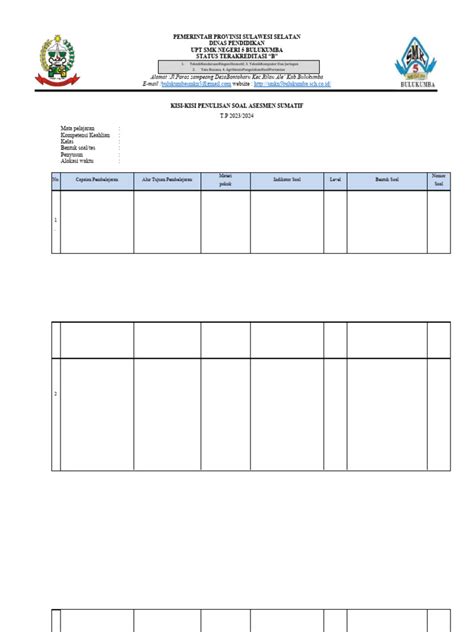 Kisi Kisi Asesmen Sumatif 2023 2024 Pdf