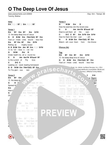 O The Deep Deep Love Of Jesus Chords Pdf Tommy Walker Praisecharts