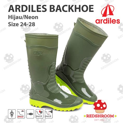 Jual Sepatu Boot Tinggi ARDILES BACKHOE Hijau Neon AR Boots Karet Lokal