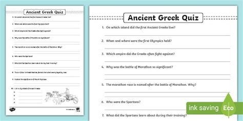 Ancient Greece Quiz | Primary Teaching Resources